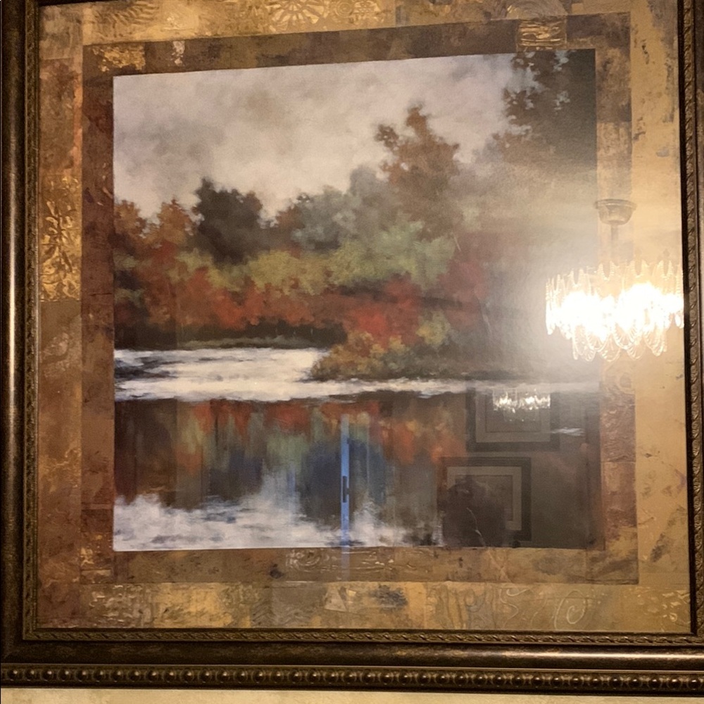 Framed Autumn Landscape Painting